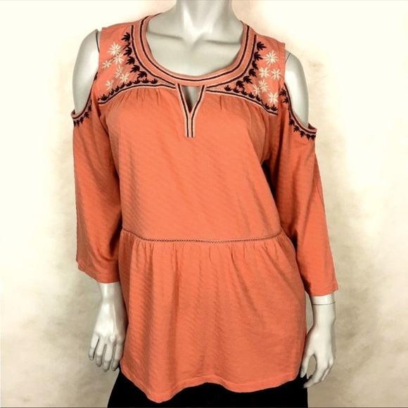 Style & Co. Tops - Style & Co Adorable Cold Shoulder Blouse Size L NWOT
